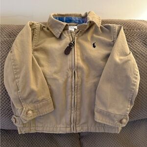 Ralph Lauren Tan Jacket with Plaid Trim - 24 mos